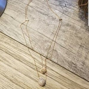 Michael kors rose gold double chain pave pendant